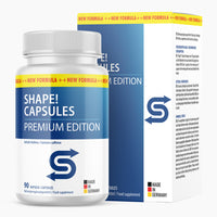 Thumbnail for Weiße Kunststoffdose mit blauem Etikett und Schriftzug SHAPE CAPSULES PREMIUM EDITION
