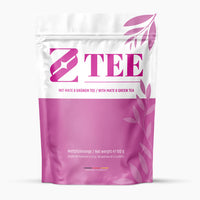 Thumbnail for Z Tee Beutel mit Mate und grünem Tee, pink-weiß gestaltet, mit sichtbarer Angabe 100 g Nettogewicht