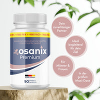 Thumbnail for myosanix Premium in weißer Dose mit vier Infokreisen zu Produktmerkmalen und 90 Kapseln sichtbar